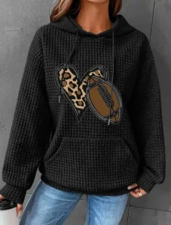 Discount Valentine Women's Heart Hoodie Sweatshirt Pullover Valentine's Day Casual Drawstring Print Front Pocket Active Sportswear Hooded Long Sleeve Top Micro-elastic Women Hoodies & Sweatshirts