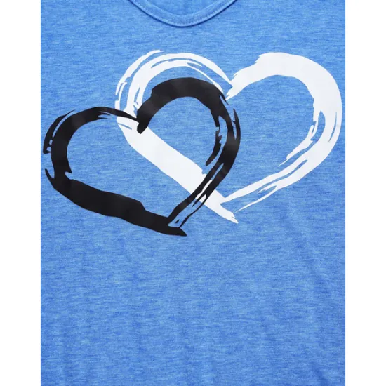 Valentine Women's Heart T Shirt Basic Regular Tops Short Sleeve V Neck Print Regular Fit Valentine Weekend Red Blue Purple Green Gray Women T-Shirts