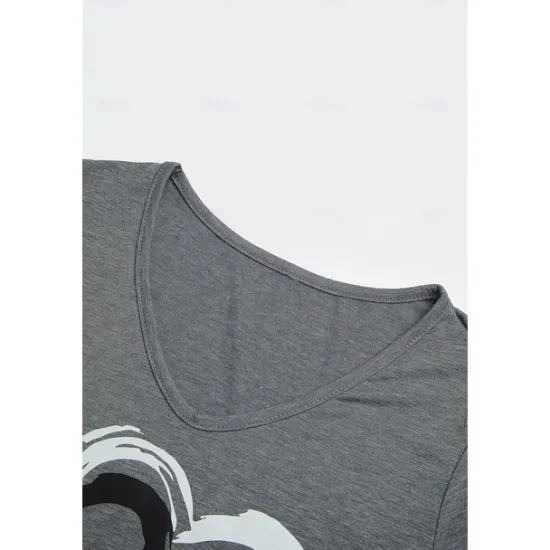Valentine Women's Heart T Shirt Basic Regular Tops Short Sleeve V Neck Print Regular Fit Valentine Weekend Red Blue Purple Green Gray Women T-Shirts