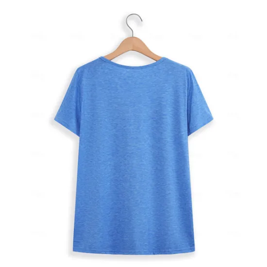 Valentine Women's Heart T Shirt Basic Regular Tops Short Sleeve V Neck Print Regular Fit Valentine Weekend Red Blue Purple Green Gray Women T-Shirts
