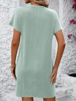 Online Valentine's Day Women's Normal Mini Dress Casual Dress Boho Chic Dresses Shift Dress Bohemia Cute Stylish Cap Sleeve Batwing Sleeve Vacation Home Party Form Fit Stripe Short Sleeve Crew Neck Black Women T Shirt Dresses