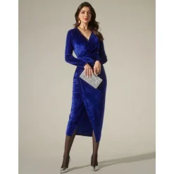 Discount Velvet Glitter Elegant Party Midi Dress Women Cocktail Dress