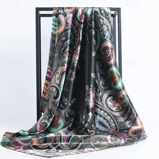 Clearance Vintage Flowers Square Scarf For Women Shawls Neckerchief Female Print Headband On the Head Wraps Foulard Hijab Hair Bands 90*90cm Women Scarves