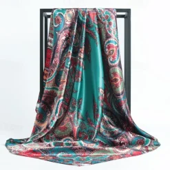 Clearance Vintage Flowers Square Scarf For Women Shawls Neckerchief Female Print Headband On the Head Wraps Foulard Hijab Hair Bands 90*90cm Women Scarves