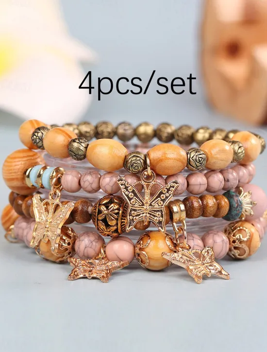 Online Vintage Style Ball Fashion Personalized Wood Bracelet Jewelry Light Mix / Yellow / Army Green For Holiday Women Accessories