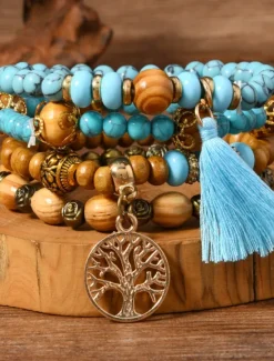 Vintage Style Ball Fashion Personalized Wood Bracelet Jewelry Black / White / Pink For Holiday Women Accessories