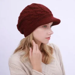 New Warm Knitting Beret Hat Winter Women Solid Cap Outdoor Windproof Ear Protection Skiing Hiking Girls Caps Women Hats
