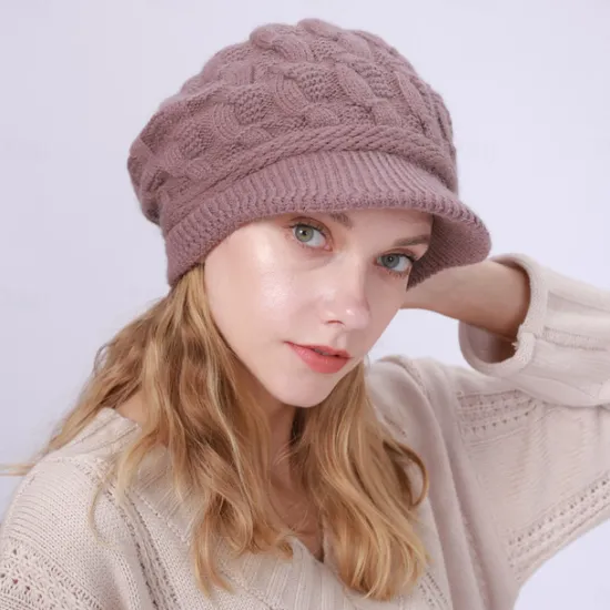 New Warm Knitting Beret Hat Winter Women Solid Cap Outdoor Windproof Ear Protection Skiing Hiking Girls Caps Women Hats