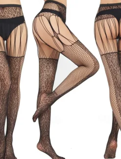 Clearance Women All Seasons Tights Casual Cosplay No Waist Stretchy Floral Style Jacquard Cosplay Lolita Sweet Quinceañera & Sweet Sixteen Club One-Size Women Tights