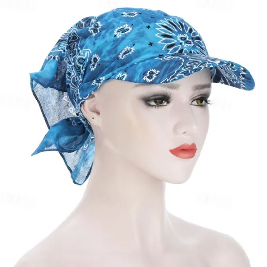 New Women Bandana Scarf Cap Sunscreen Hedging Cap Printed Brim Baseball Cap Colorful Sunshade Hooded Scarf Headpiece Headscarf Baseball Hat Women Hats