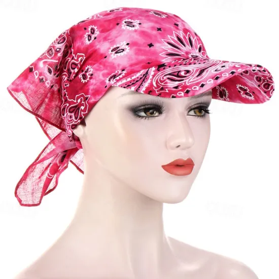 New Women Bandana Scarf Cap Sunscreen Hedging Cap Printed Brim Baseball Cap Colorful Sunshade Hooded Scarf Headpiece Headscarf Baseball Hat Women Hats