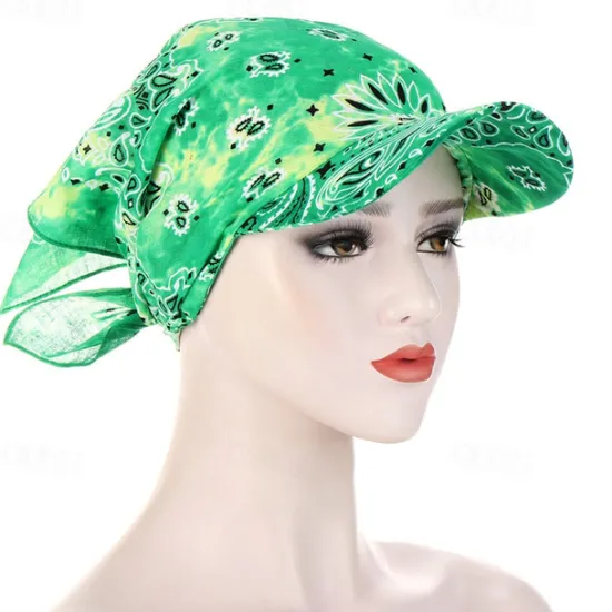 New Women Bandana Scarf Cap Sunscreen Hedging Cap Printed Brim Baseball Cap Colorful Sunshade Hooded Scarf Headpiece Headscarf Baseball Hat Women Hats