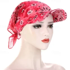 New Women Bandana Scarf Cap Sunscreen Hedging Cap Printed Brim Baseball Cap Colorful Sunshade Hooded Scarf Headpiece Headscarf Baseball Hat Women Hats