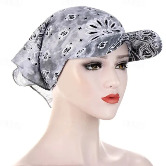 New Women Bandana Scarf Cap Sunscreen Hedging Cap Printed Brim Baseball Cap Colorful Sunshade Hooded Scarf Headpiece Headscarf Baseball Hat Women Hats