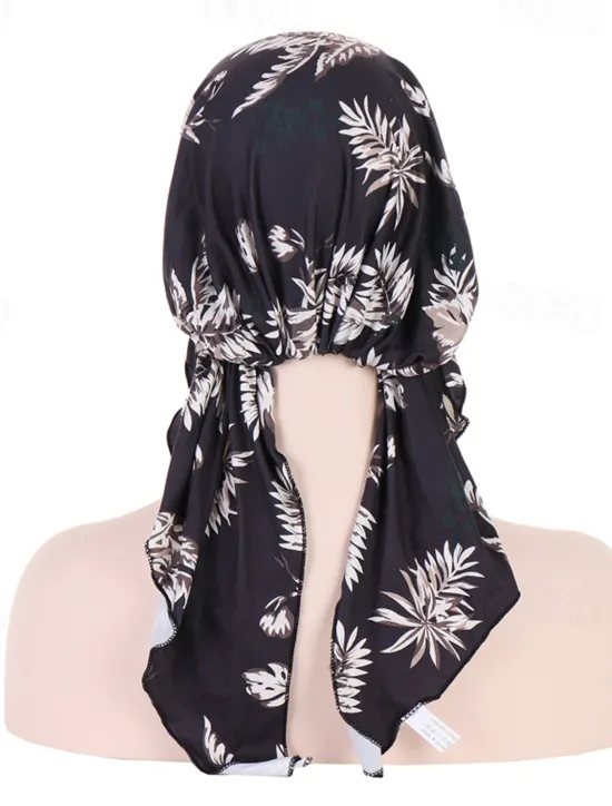 Clearance Women Printed Pre-tie Headscarf Elastic Muslim Female Turban Soft Hat Hair Loss Cover Head Wrap Headwear Stretch Bandana Women Hats