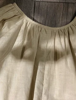 Women's 100% Cotton Shirt Blouse Plain Elegant Vintage Daily Half Sleeve Lantern Sleeve Crew Neck V Neck Regular Tops Daily Holiday Going out Ruched White Apricot Summer Spring Fall Women Shirts