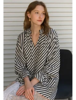 Online Women's 100% Cotton Shirt d Elegant Bohemia Vintage Long Sleeve Lantern Sleeve V Neck Long Tops Work Daily Holiday Summer Spring Fall Women Shirts