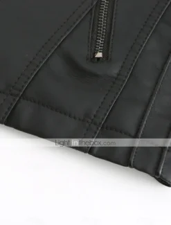 Discount Women's Faux Leather Jacket Moto Biker Jacket Fall Waterproof Windproof Coat Winter Zipper Lapel Modern Outerwear Long Sleeve Causal Vacation Women Jackets