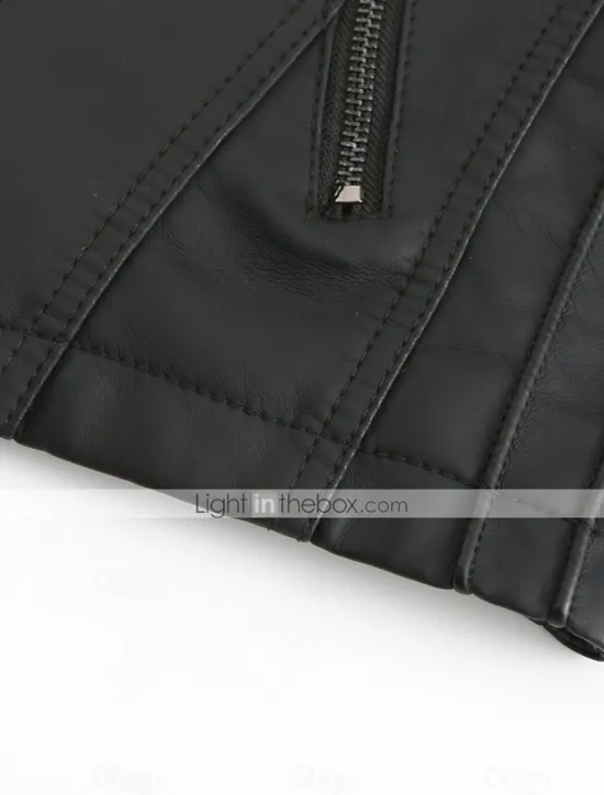 Discount Women's Faux Leather Jacket Moto Biker Jacket Fall Waterproof Windproof Coat Winter Zipper Lapel Modern Outerwear Long Sleeve Causal Vacation Women Jackets