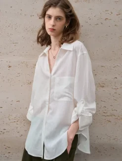 Online Women's 100% Linen Shirt Solid Color Elegant Vintage Daily Long Sleeve Shirt Collar Regular Tops Work Daily Holiday Light Yellow Big white Summer Spring Fall Women Shirts