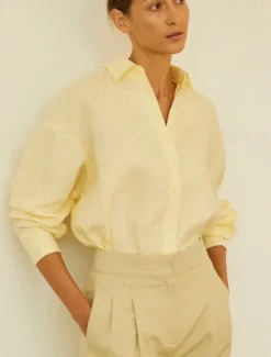 Discount Women's 100% Linen Shirt Elegant Vintage Daily Long Sleeve Shirt Collar Regular Tops Work Daily Holiday Cream yellow off white Summer Spring Fall Women Shirts