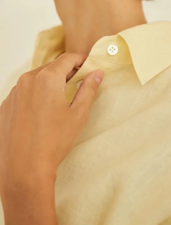 Discount Women's 100% Linen Shirt Elegant Vintage Daily Long Sleeve Shirt Collar Regular Tops Work Daily Holiday Cream yellow off white Summer Spring Fall Women Shirts