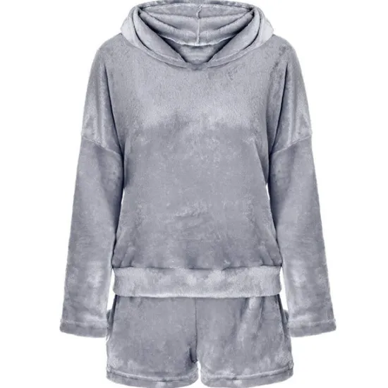 Women's Loungewear Sweatsuit Sets 2 Pieces Animal Cat Warm Plush Comfort Home Street Daily Fleece Hoodie Long Sleeve Hoodie Shorts Elastic Waist Fa Home Outfits Women Pajama-Setter