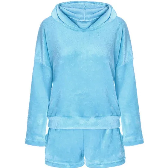 Women's Loungewear Sweatsuit Sets 2 Pieces Animal Cat Warm Plush Comfort Home Street Daily Fleece Hoodie Long Sleeve Hoodie Shorts Elastic Waist Fa Home Outfits Women Pajama-Setter