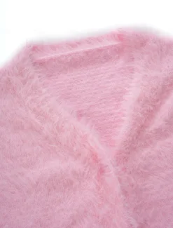 Hot Women's Oversized Cardigan Fuzzy V Neck Knit Fall Winter Work Weekend Elegant Fashion Streetwear Long Sleeve Solid Color Pink Light Grey Women Cardigans & Outerwears