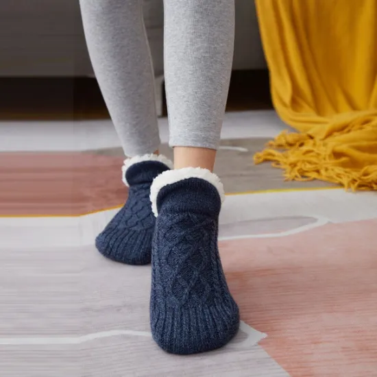 Discount Women's 1 Pair Socks Slipper Socks Fashion Comfort Novelty Fleece Solid Colored Casual Daily Indoor Warm Winter Fall Black Blue Wine Home Outfits Women Lingerie