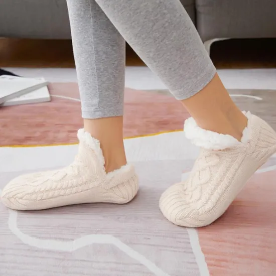 Discount Women's 1 Pair Socks Slipper Socks Fashion Comfort Novelty Fleece Solid Colored Casual Daily Indoor Warm Winter Fall Black Blue Wine Home Outfits Women Lingerie