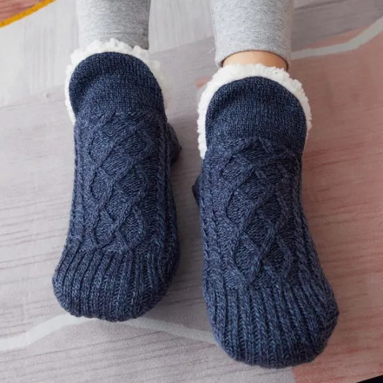 Discount Women's 1 Pair Socks Slipper Socks Fashion Comfort Novelty Fleece Solid Colored Casual Daily Indoor Warm Winter Fall Black Blue Wine Home Outfits Women Lingerie