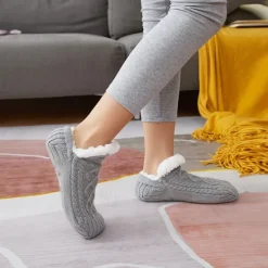 Discount Women's 1 Pair Socks Slipper Socks Fashion Comfort Novelty Fleece Solid Colored Casual Daily Indoor Warm Winter Fall Black Blue Wine Home Outfits Women Lingerie