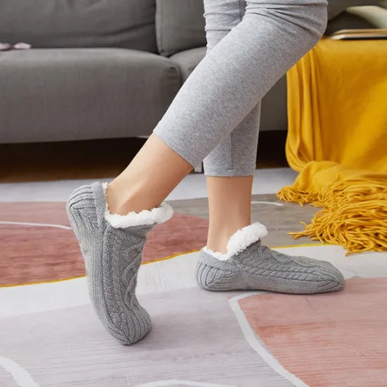 Discount Women's 1 Pair Socks Slipper Socks Fashion Comfort Novelty Fleece Solid Colored Casual Daily Indoor Warm Winter Fall Black Blue Wine Home Outfits Women Lingerie