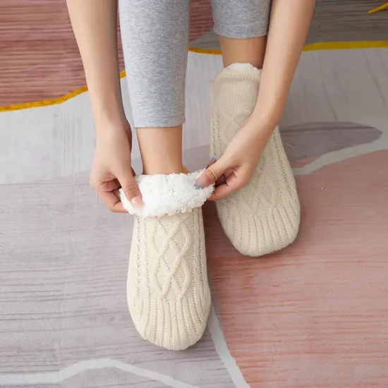 Discount Women's 1 Pair Socks Slipper Socks Fashion Comfort Novelty Fleece Solid Colored Casual Daily Indoor Warm Winter Fall Black Blue Wine Home Outfits Women Lingerie