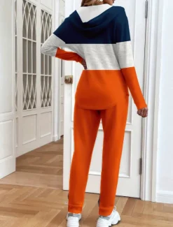 Clearance Women's 2 Pieces Hoodie Tracksuits Pants Sets Long Sleeve Active Daily Hooded Floral Graphic Gradient Drawstring Print Outdoor Casual Blue Orange Green Spring Regular Fit Women Two Piece Sets