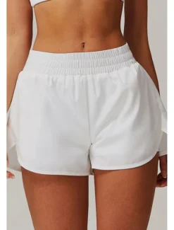 Outlet Women's Shorts Slacks Streetwear Casual Short Natural Plain Elastic Waist Comfy Breathable Outdoor Daily Wear Going out Black White Pink Dark Purple Summer Regular Fit Women Shorts