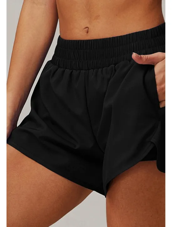 Outlet Women's Shorts Slacks Streetwear Casual Short Natural Plain Elastic Waist Comfy Breathable Outdoor Daily Wear Going out Black White Pink Dark Purple Summer Regular Fit Women Shorts