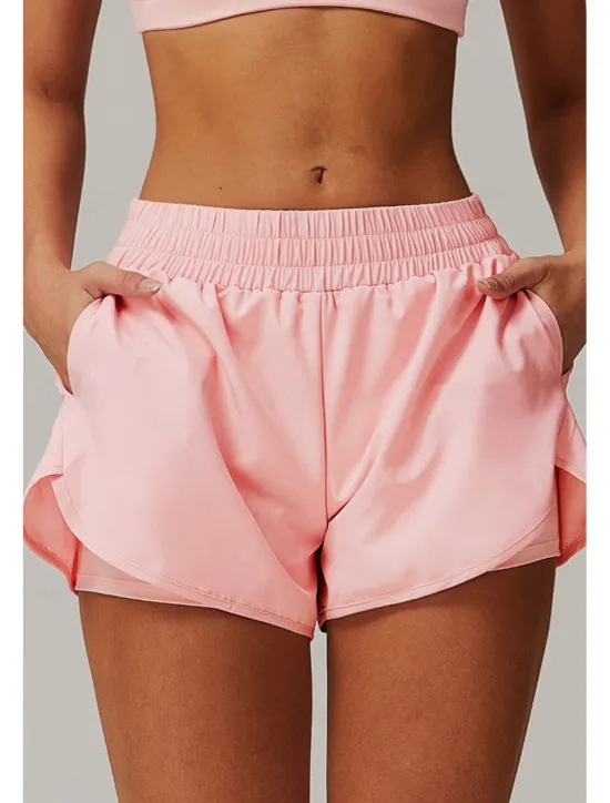 Outlet Women's Shorts Slacks Streetwear Casual Short Natural Plain Elastic Waist Comfy Breathable Outdoor Daily Wear Going out Black White Pink Dark Purple Summer Regular Fit Women Shorts
