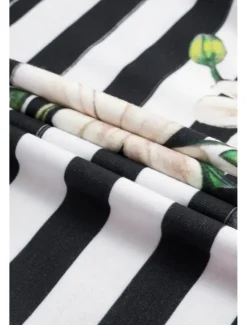 Clearance Women's T-Shirt Daisy Floral Stripe Print Round Neck Short Sleeve Casual Summer Top Regular Fit Fashion Tee White Yellow Women Spring Tops