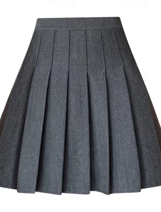 New Women's A Line Above Knee High Waist Skirts Pleated Solid Colored Homecoming Casual Daily Spring & Fall Fashion Apricot Black Brown Grey Women Skirts