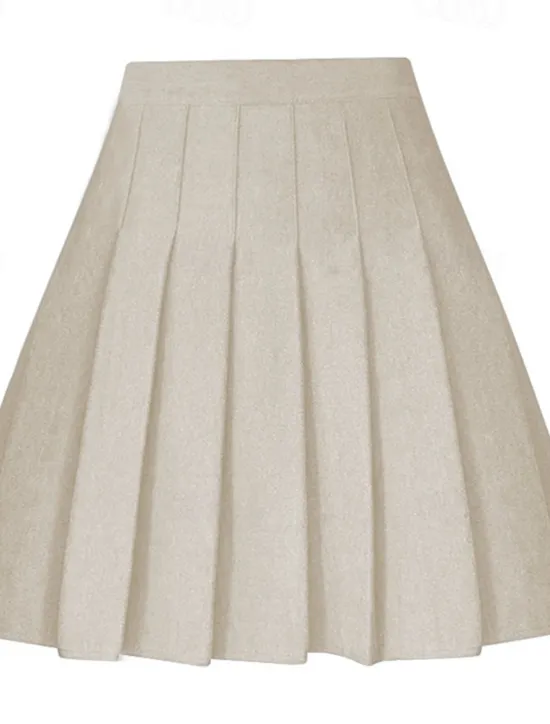 New Women's A Line Above Knee High Waist Skirts Pleated Solid Colored Homecoming Casual Daily Spring & Fall Fashion Apricot Black Brown Grey Women Skirts