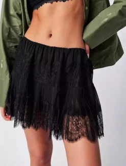 Online Women's A Line Lace Skirt Sexy Mini Mid Waist Skirts Solid Colored Inelastic Party Evening Wear Date Night Outfits Black White Summer Polyester Women Skirts