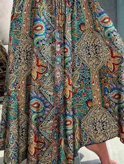 Discount Women's A Line Maxi Skirts Print Gradient Vacation Summer Boho Black Pink Blue Orange Women Skirts