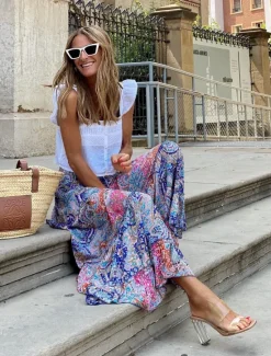 Sale Women's A Line Swing Long Skirt Bohemia Maxi Skirts Print Floral Graphic Holiday Casual Daily Spring & Summer Fashion Bohemian Boho Women Skirts