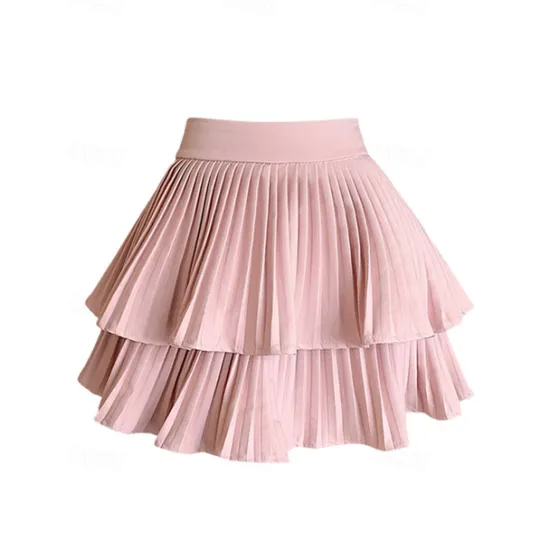 Discount Women's A Line Tutu Above Knee Skirts Ruched Pleated Patchwork Solid Colored Vacation Casual Daily Spring & Summer Fashion Black White Pink Women Skirts