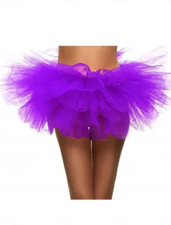 Online Women's A Line Tutu Tulle Skirt Summer Mini Mid Waist Skirts Solid Colored Inelastic Party Evening Wear Theme Party Dark Purple Rainbow Summer Polyester Tulle Women Skirts