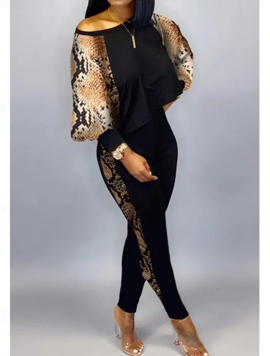 Online Women's Active Streetwear Tracksuit Pants Sets Sweatshirt Pants Trousers Long Sleeve Crew Neck Graphic Print Sports Outdoor Casual Silver Black Brown Fall & Winter Regular Fit Women Two Piece Sets