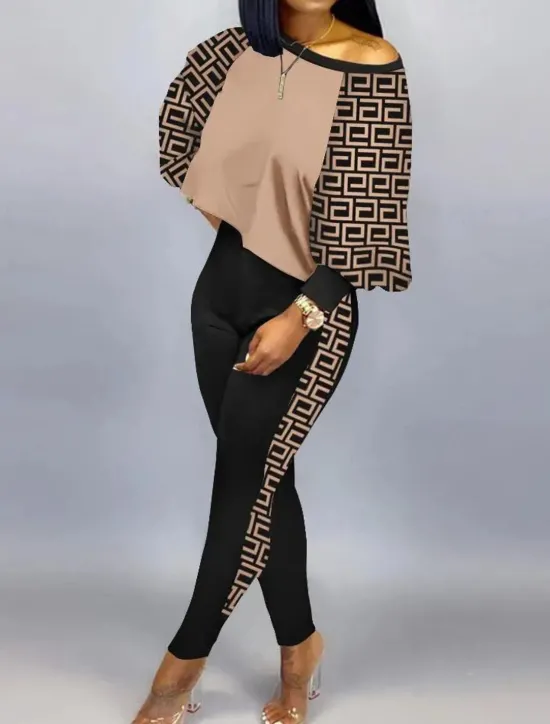 Online Women's Active Streetwear Tracksuit Pants Sets Sweatshirt Pants Trousers Long Sleeve Crew Neck Graphic Print Sports Outdoor Casual Silver Black Brown Fall & Winter Regular Fit Women Two Piece Sets