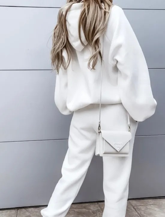 Hot Women's Active Streetwear Tracksuit Pants Sets Sweatshirt Long Sleeve Hooded Solid Color Sports Outdoor Casual Black White Green Fall & Winter Regular Fit Women Two Piece Sets